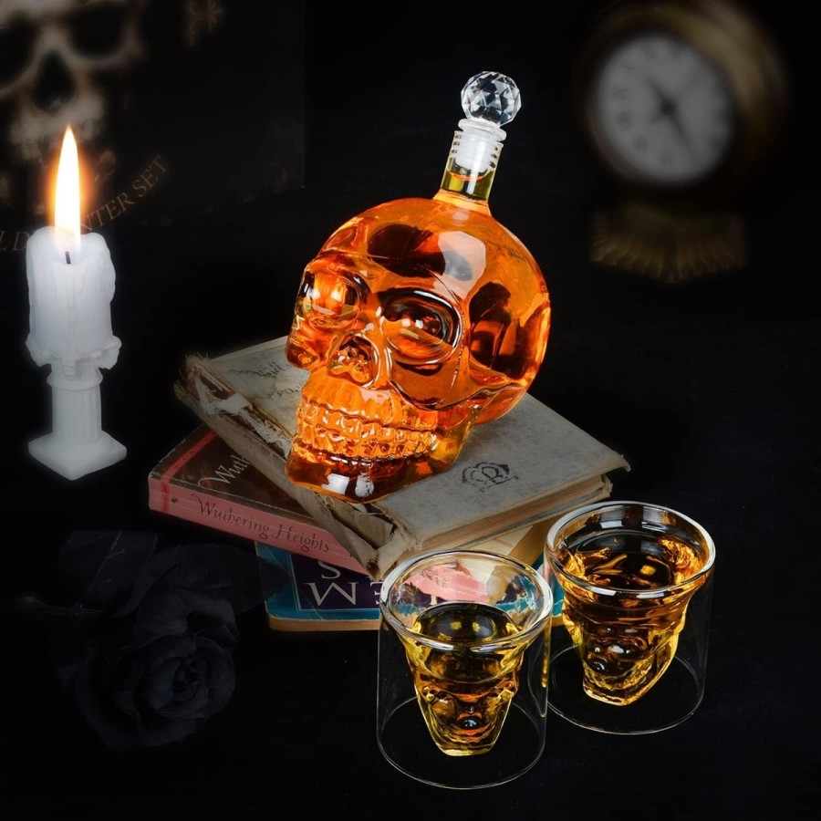 Totenkopf-Whisky-Glaeser-und-Karaffe-550ml-Dekantierflasche-im-Geschenkset-3