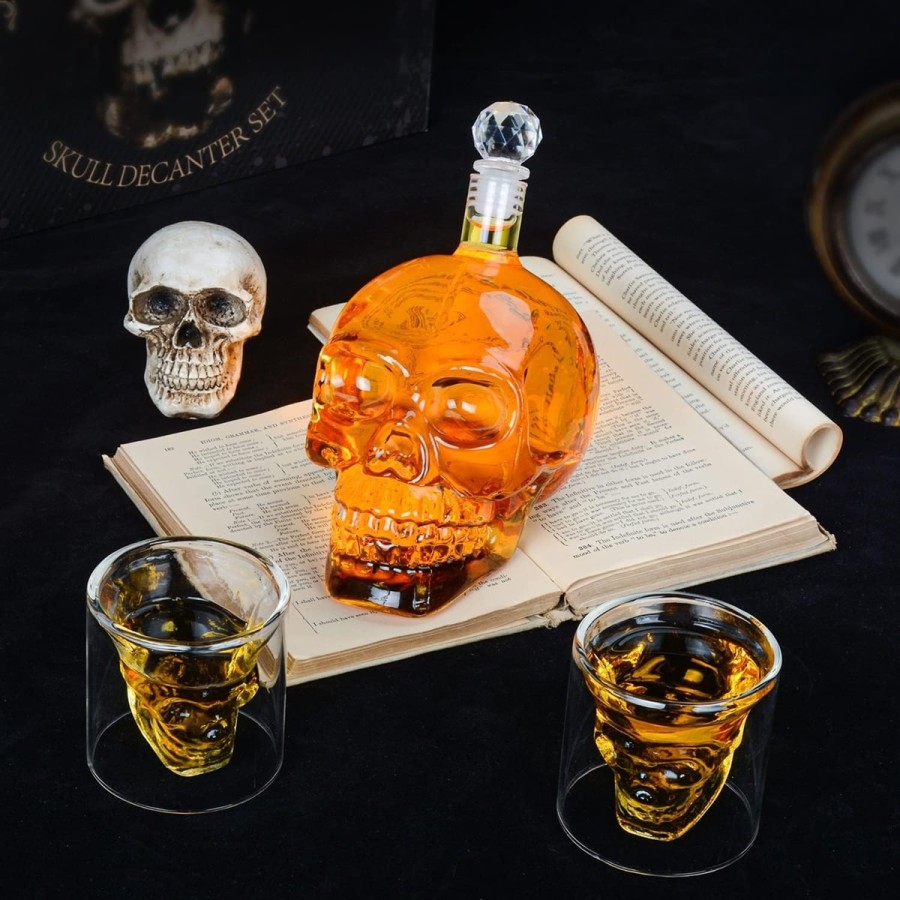 Totenkopf-Whisky-Glaeser-und-Karaffe-550ml-Dekantierflasche-im-Geschenkset-4