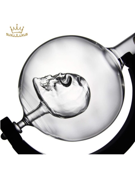 Totenkopf-Whisky-Glaeser-Glaskugel-Karaffe-Holztablett-Geschenkset-8