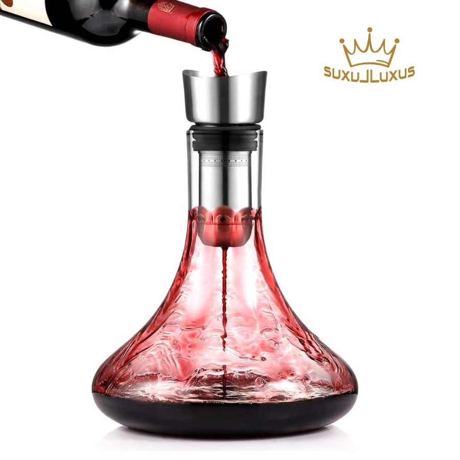 Wein-Dekanter-Kristallglas-Dekantierer-mit-Aerator-Beluefter-Filter-tropffreies-Eingiessen-1