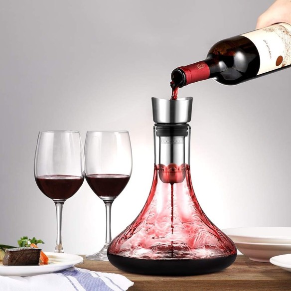 Wein-Dekanter-Kristallglas-Dekantierer-mit-Aerator-Beluefter-Filter-tropffreies-Eingiessen-2
