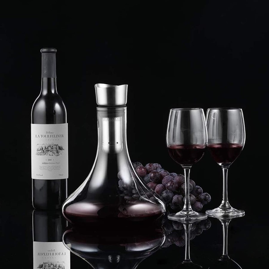 Wein-Dekanter-Kristallglas-Dekantierer-mit-Aerator-Beluefter-Filter-tropffreies-Eingiessen-3