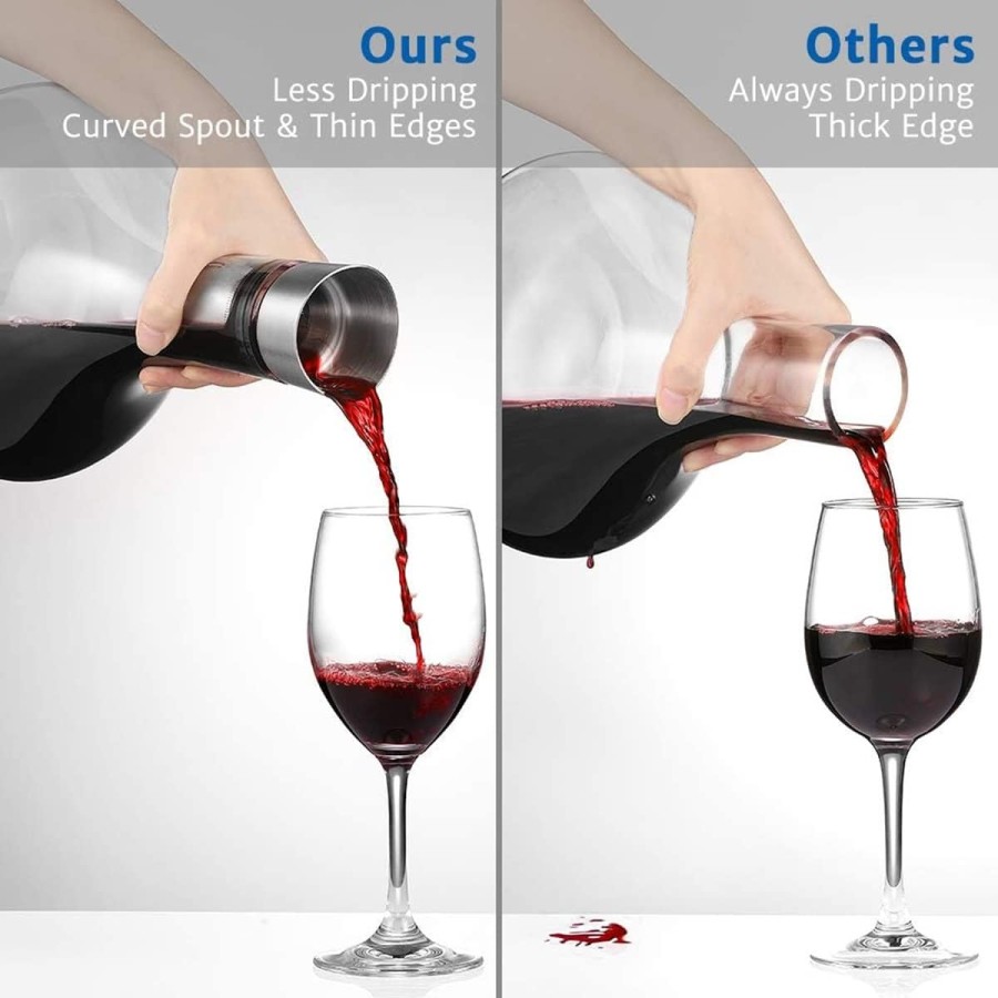 Wein-Dekanter-Kristallglas-Dekantierer-mit-Aerator-Beluefter-Filter-tropffreies-Eingiessen-7