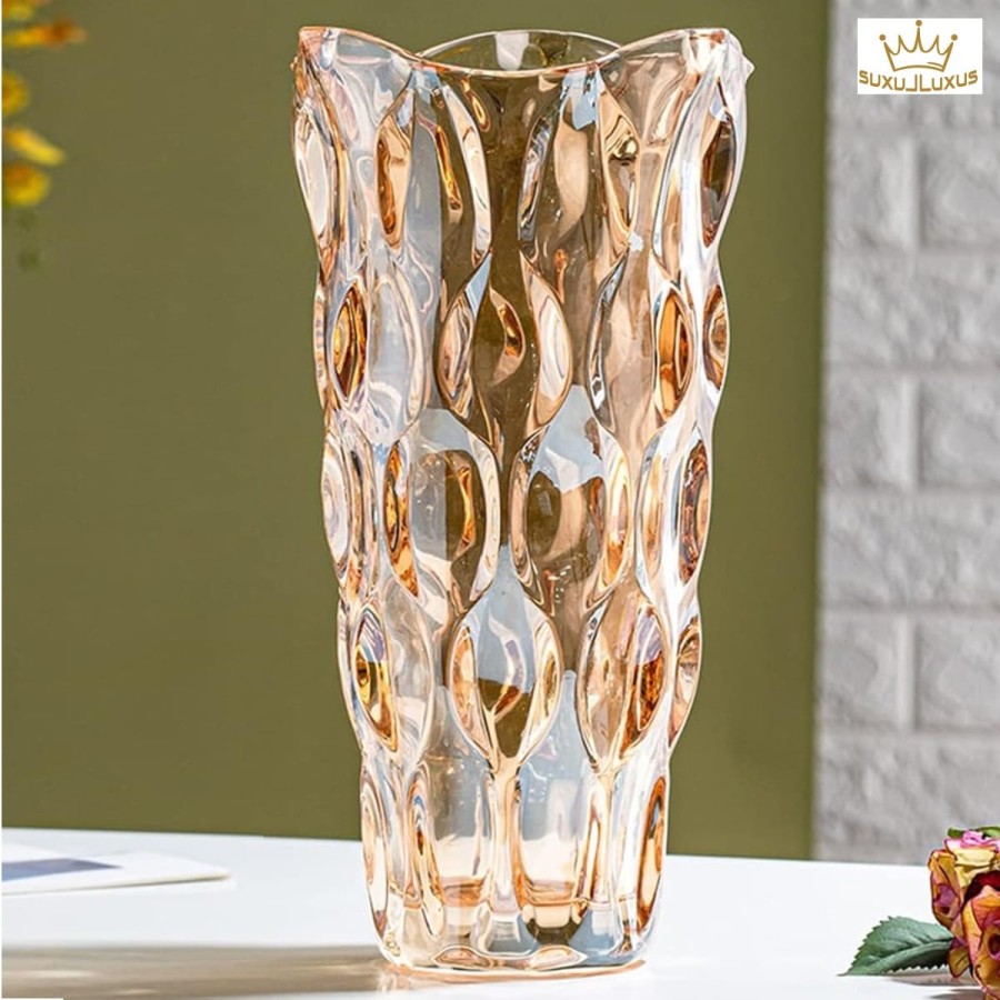 Bernstein-gold-Glas-Blumenvase-handgefertigt-aus-Kristallglas-6