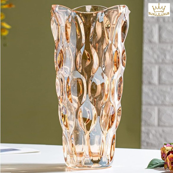 Bernstein-gold-Glas-Blumenvase-handgefertigt-aus-Kristallglas-6