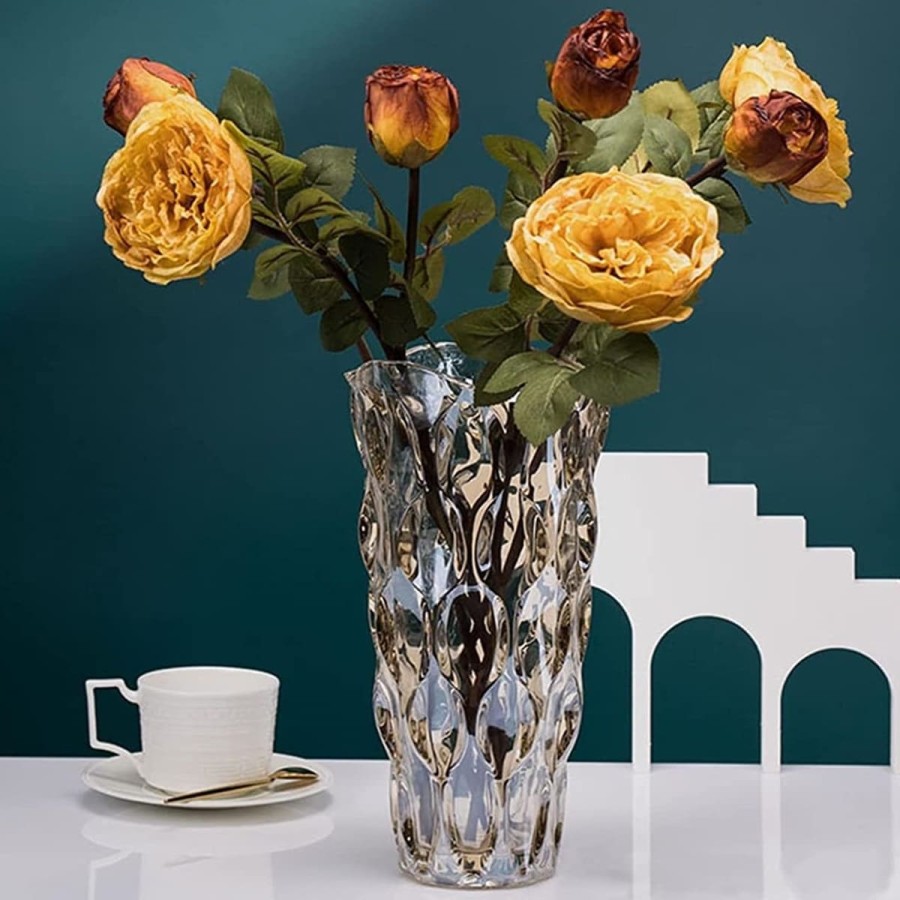 Bernstein-gold-Glas-Blumenvase-handgefertigt-aus-Kristallglas-5