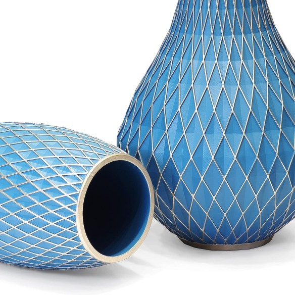 BlueGold-Blumenvase-Diamantmuster-handgefertigt-handbemalt-6