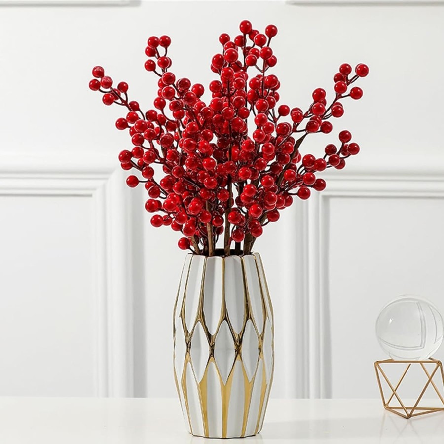 Fujairah-Blumenvase-weiss-glasiertes-Diamantmuster-handvergoldet-3