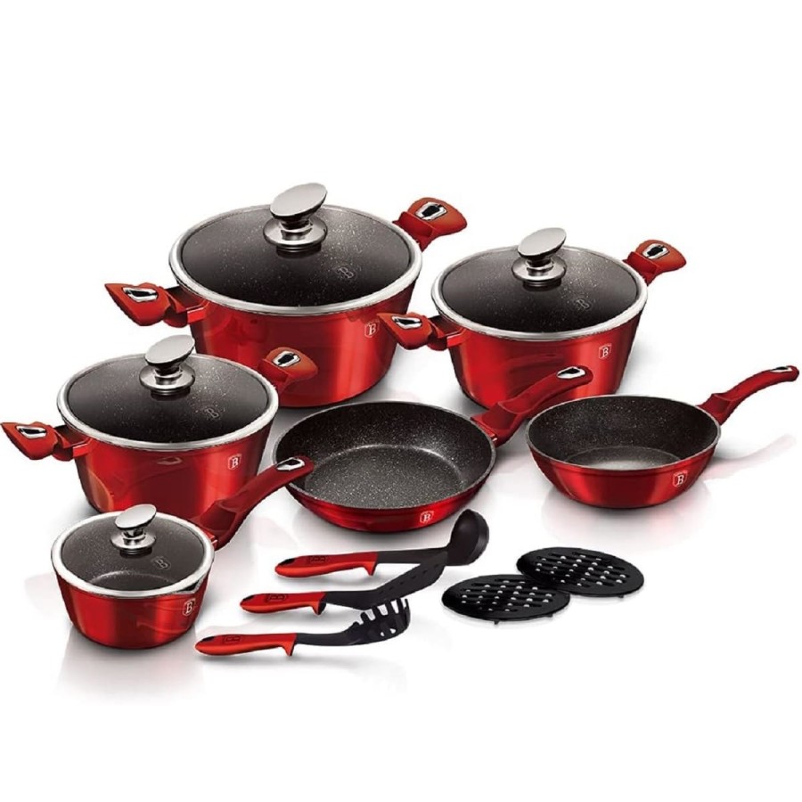 Luxus-Aluminium-Kochgeschirr-15-teiliges-Set-inkl.-Kuechenwerkzeuge-burgunderrot-4