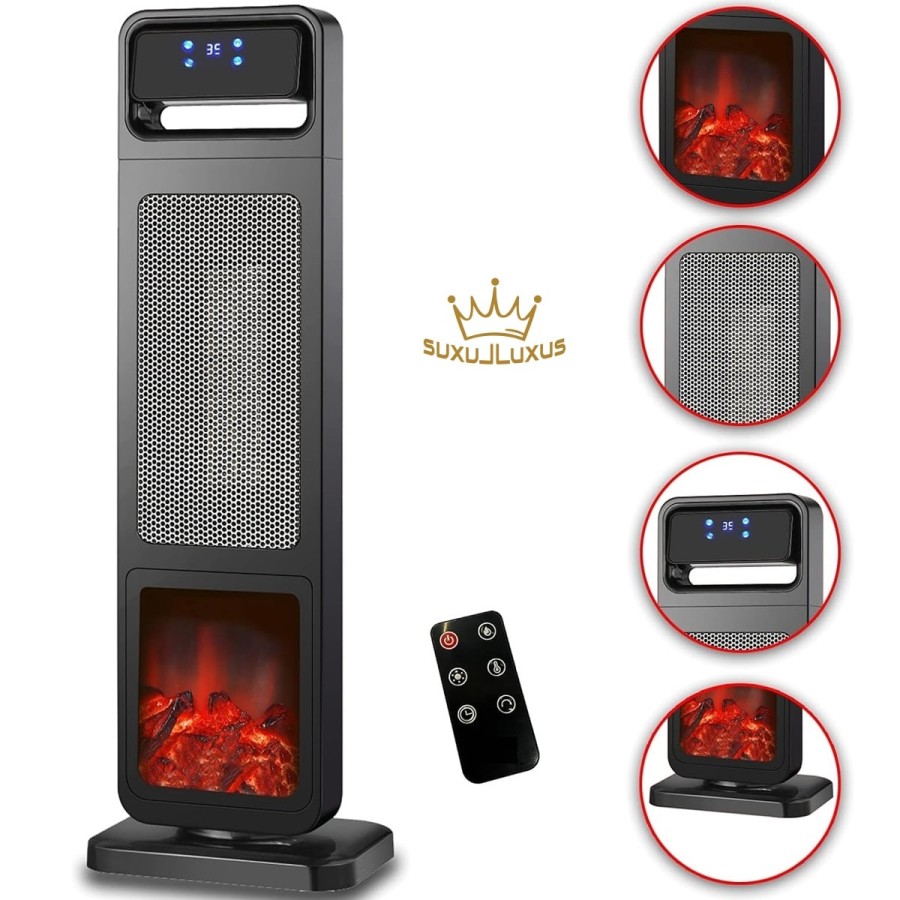2.100W-Konvektor-Keramikheizer-Oszillation-Heizluefter-mit-12h-Timer-Display-u.-Fernbedienung-Kamin-Holzfeuer-Effekt-4
