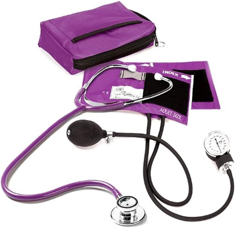 Doppelkopf-Stethoskop-Prestige-Medical-Set-mit-Aneroid-Manometer-violettlila