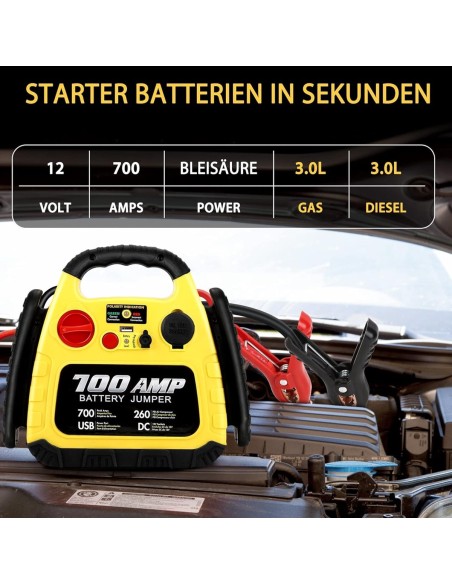 700-Amp-Akku-Booster-mobiles-Starthilfegeraet-12-Volt-260PSI-Kompressor-Arbeitsleuchte-USB-DC-Port-4