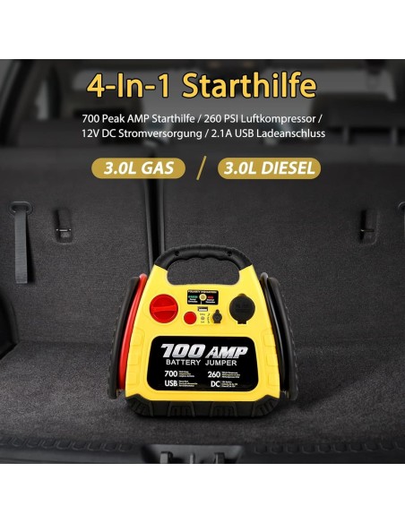 700-Amp-Akku-Booster-mobiles-Starthilfegeraet-12-Volt-260PSI-Kompressor-Arbeitsleuchte-USB-DC-Port-2