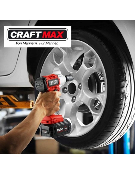 CRAFTMAX-Akku-Schlagschrauber-20V-Li-Ion-400-Nm-Akku-Ladegeraet-Koffer-4