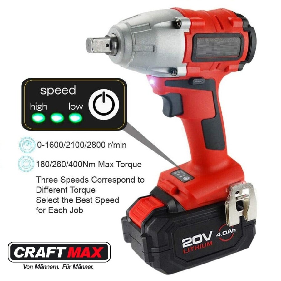 CRAFTMAX-Akku-Schlagschrauber-20V-Li-Ion-400-Nm-Akku-Ladegeraet-Koffer-1