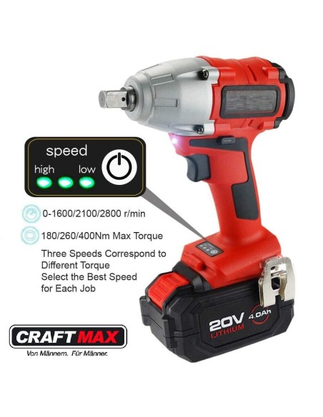 CRAFTMAX-Akku-Schlagschrauber-20V-Li-Ion-400-Nm-Akku-Ladegeraet-Koffer-1