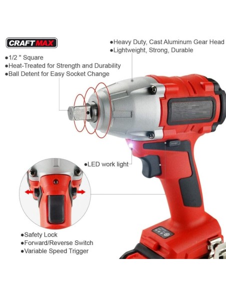 CRAFTMAX-Akku-Schlagschrauber-20V-Li-Ion-400-Nm-Akku-Ladegeraet-Koffer-2