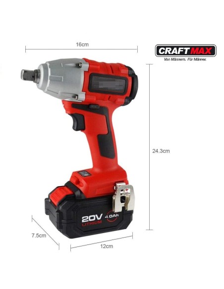 CRAFTMAX-Akku-Schlagschrauber-20V-Li-Ion-400-Nm-Akku-Ladegeraet-Koffer-7