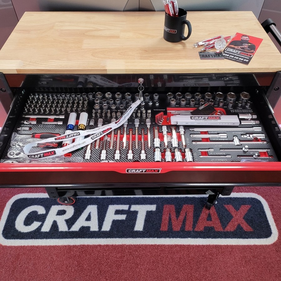 CRAFTMAX-Premium-Werkstattwagen-mit-12-Schubfaecher-inkl.-hochwertigem-Werkzeug-4