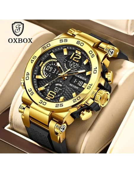 OXBOX-Herren-Luxus-Multifunktions-Chronograph-mit-Stoppuhr-Datum-Kalender-fluoreszierendes-Ziffernblatt-bis-30m-wasserdicht-2