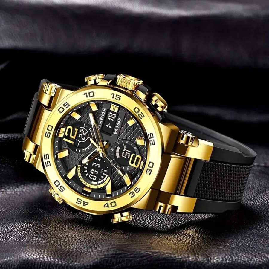 OXBOX-Herren-Luxus-Multifunktions-Chronograph-mit-Stoppuhr-Datum-Kalender-fluoreszierendes-Ziffernblatt-bis-30m-wasserdicht-3