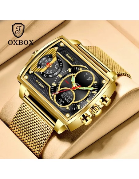 Herren-Luxus-Gold-Multifunktions-Chronograph-quadratische-Doppelanzeige-Stoppuhr-Datum-Kalender-fluoreszierendes-Ziffernblatt-30