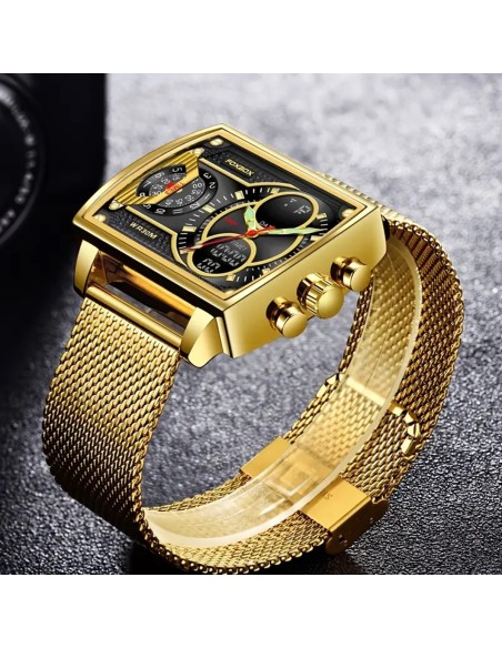 Herren-Luxus-Gold-Multifunktions-Chronograph-quadratische-Doppelanzeige-Stoppuhr-Datum-Kalender-fluoreszierendes-Ziffernblatt-30