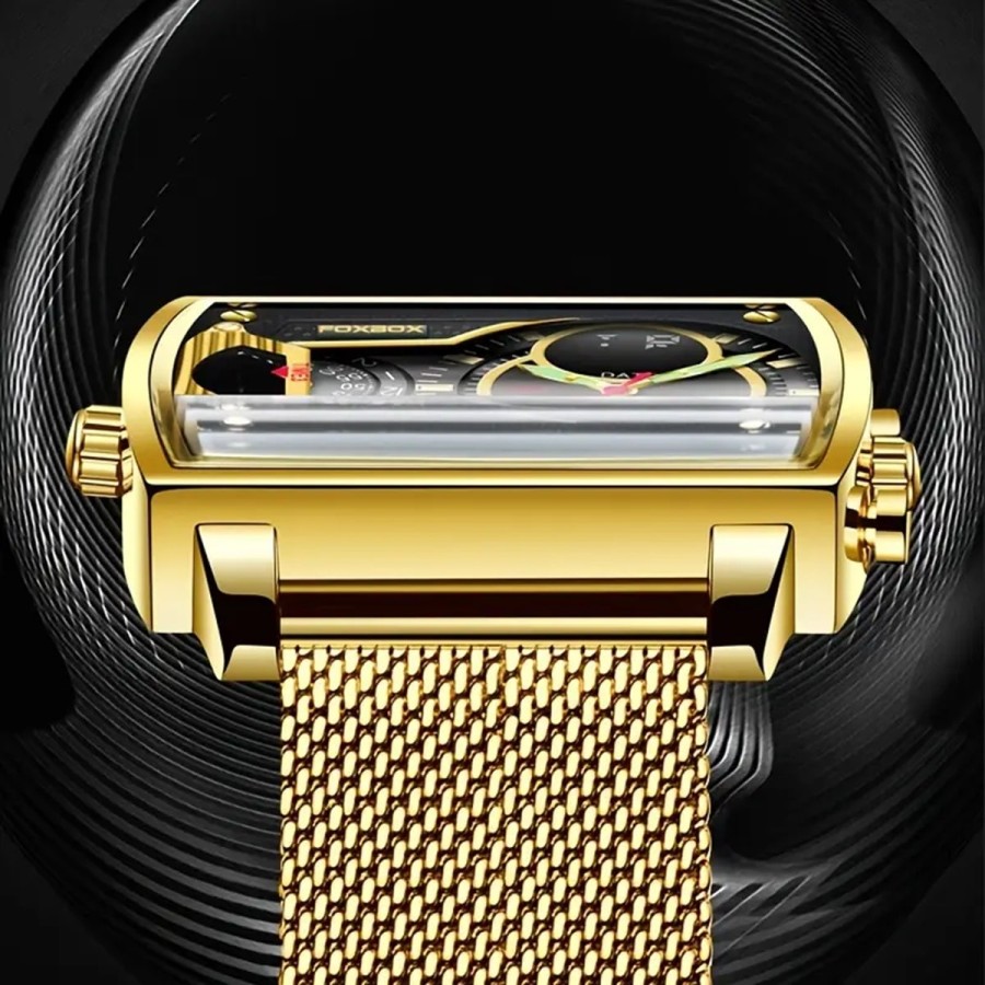 Herren-Luxus-Gold-Multifunktions-Chronograph-quadratische-Doppelanzeige-Stoppuhr-Datum-Kalender-fluoreszierendes-Ziffernblatt-30
