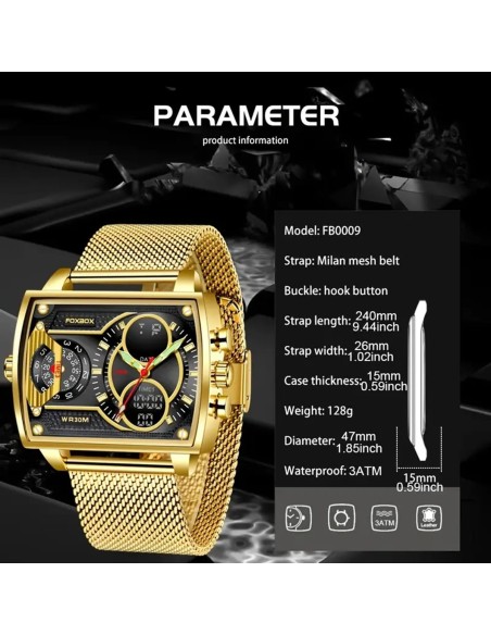 Herren-Luxus-Gold-Multifunktions-Chronograph-quadratische-Doppelanzeige-Stoppuhr-Datum-Kalender-fluoreszierendes-Ziffernblatt-30