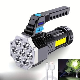 CRAFTMAX-LED-Tiny-Monster-Suchscheinwerfer-Taktischer-Handstrahler-fuer-Weit-und-Fernausleuchtung-mit-Stroboskop-USB-Solar-1