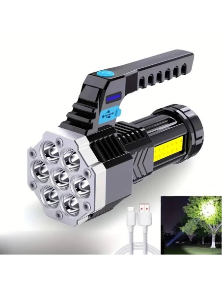 CRAFTMAX-LED-Tiny-Monster-Suchscheinwerfer-Taktischer-Handstrahler-fuer-Weit-und-Fernausleuchtung-mit-Stroboskop-USB-Solar-1