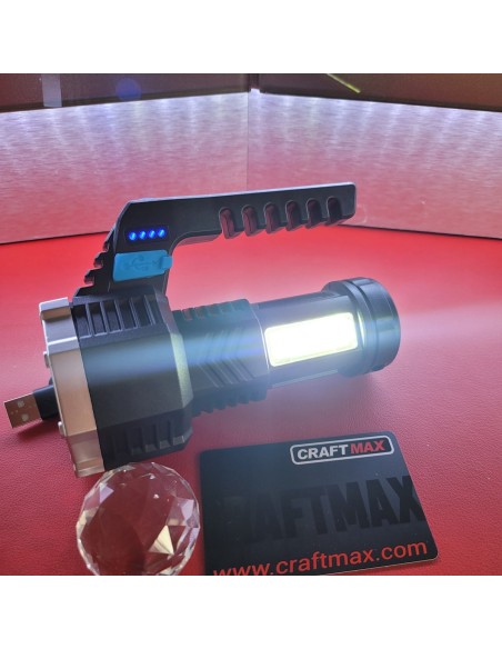 CRAFTMAX-LED-Tiny-Monster-Suchscheinwerfer-Taktischer-Handstrahler-fuer-Weit-und-Fernausleuchtung-mit-Stroboskop-USB-Solar-5