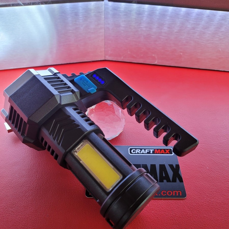CRAFTMAX-LED-Tiny-Monster-Suchscheinwerfer-Taktischer-Handstrahler-fuer-Weit-und-Fernausleuchtung-mit-Stroboskop-USB-Solar-7
