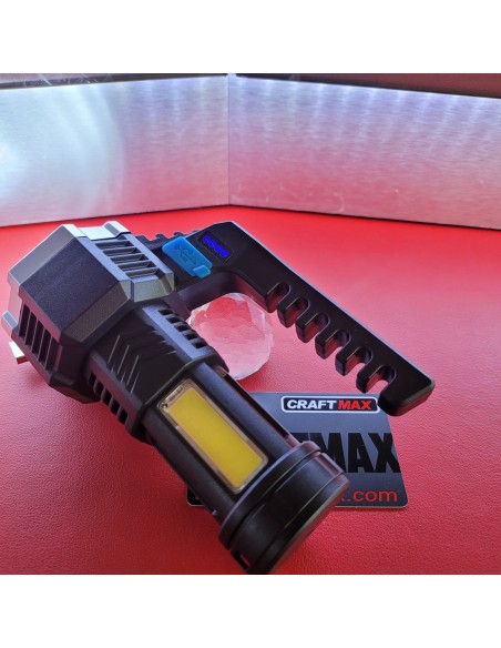 CRAFTMAX-LED-Tiny-Monster-Suchscheinwerfer-Taktischer-Handstrahler-fuer-Weit-und-Fernausleuchtung-mit-Stroboskop-USB-Solar-7