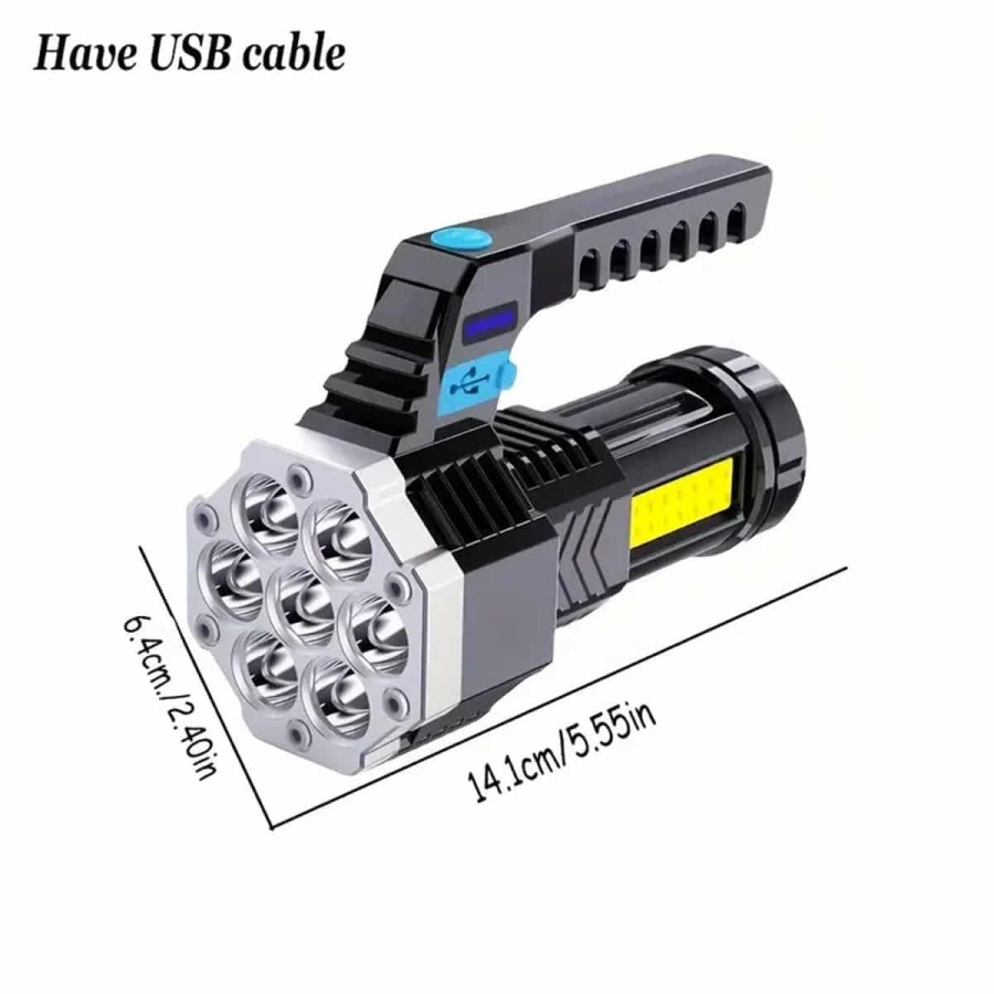 CRAFTMAX-LED-Tiny-Monster-Suchscheinwerfer-Taktischer-Handstrahler-fuer-Weit-und-Fernausleuchtung-mit-Stroboskop-USB-Solar-6