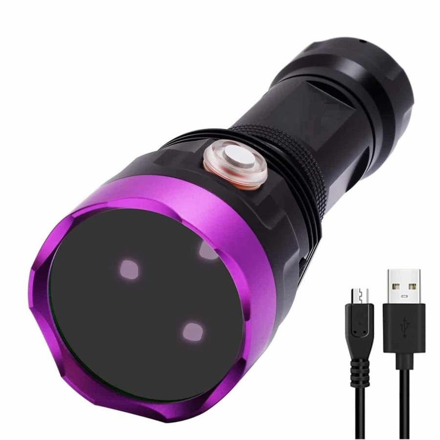 CRAFTMAX-Super-LED-UV-Schwarzlicht-Ultraviolett-UV-395nm-Taschenlampe-ZWB2-Filter-3-Hochleistungs-LEDs-USB-1
