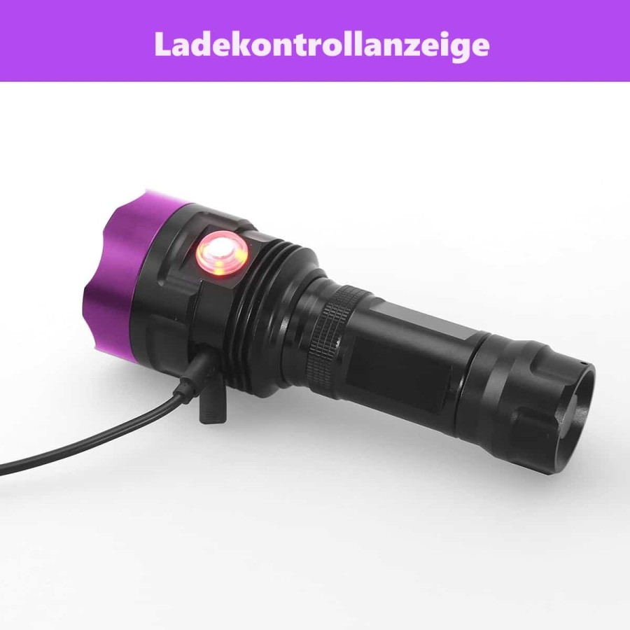 CRAFTMAX-Super-LED-UV-Schwarzlicht-Ultraviolett-UV-395nm-Taschenlampe-ZWB2-Filter-3-Hochleistungs-LEDs-USB-2