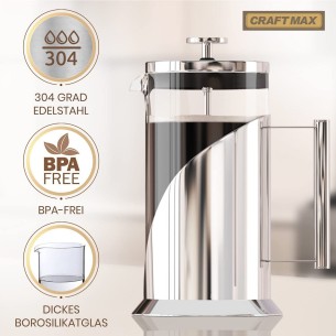 CRAFTMAX-cafe-francais-Pressfilterglaskaraffe-Kaffeemaschine-ohne-Strom-1 2