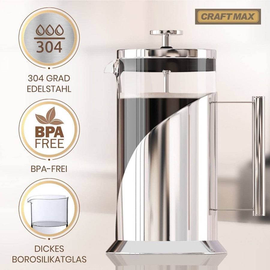 CRAFTMAX-cafe-francais-Pressfilterglaskaraffe-Kaffeemaschine-ohne-Strom-6