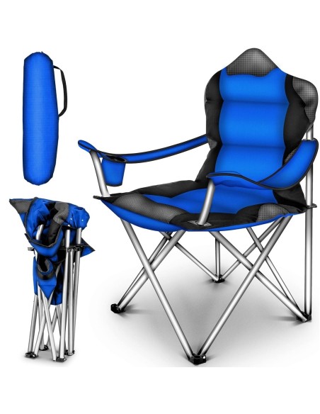 Luxus-Campingstuhl-mit-Armlehnen-und-Getraenkehalter-faltbar-bis-150kg-Angelstuhl-Faltstuhl-Klappstuhl-blau