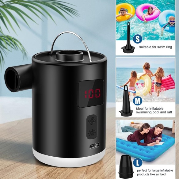 Elektrische-Super-Luftpumpe-4000mAh-stark-mit-3-Luftduesen-fuer-aufblasbare-Luftmatratzen-Schwimmringe-Luftbetten-2