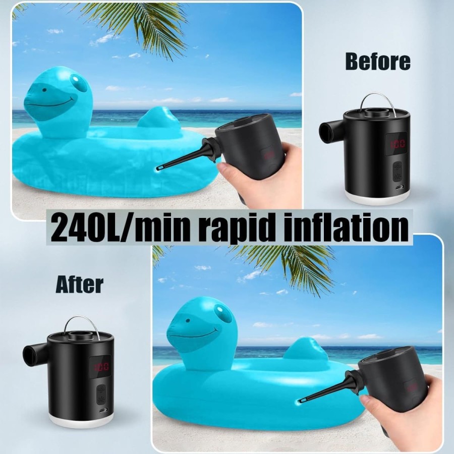 Elektrische-Super-Luftpumpe-4000mAh-stark-mit-3-Luftduesen-fuer-aufblasbare-Luftmatratzen-Schwimmringe-Luftbetten-6