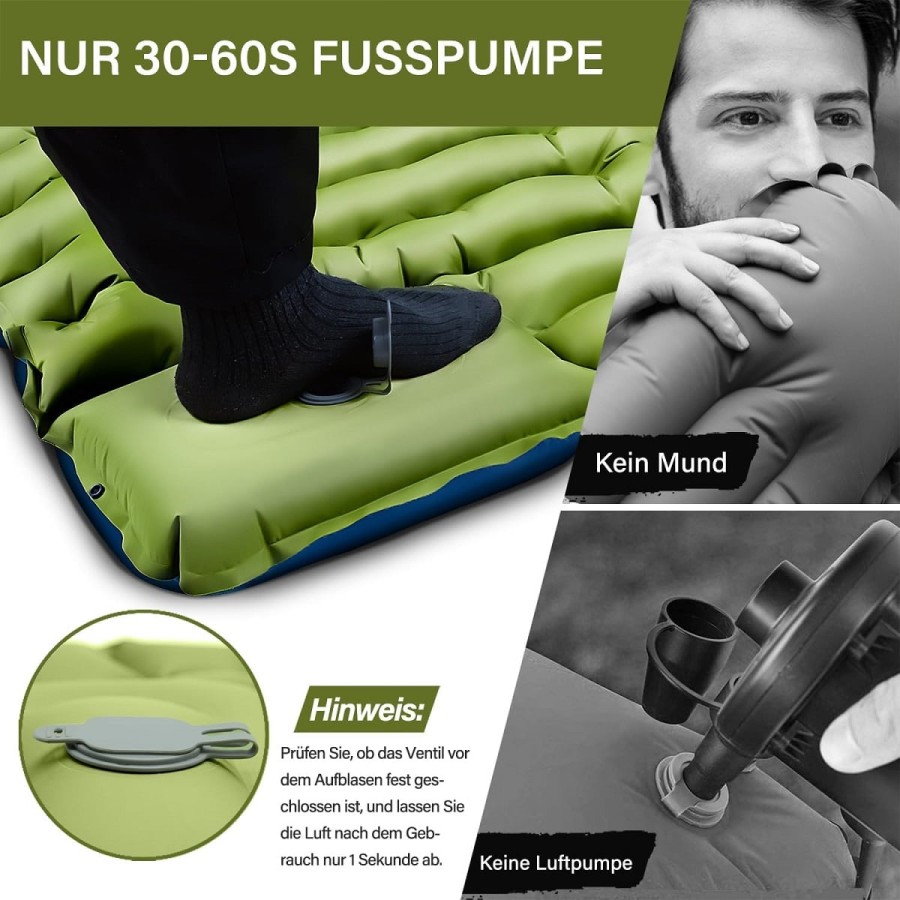 Camping-Isomatte-Matratze-Luftmatratze-selbstaufblasend-mit-Fusspresse-Pumpe-Kissen-6