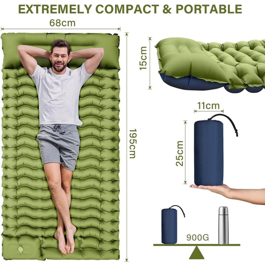 Camping-Isomatte-Matratze-Luftmatratze-selbstaufblasend-mit-Fusspresse-Pumpe-Kissen-4