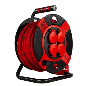 CRAFTMAX-25m-Kabeltrommel-fuer-aussen-Gummi-Kabel-wasserdicht-fuer-Aussenbereich-Werkstatt-Baustelle-1