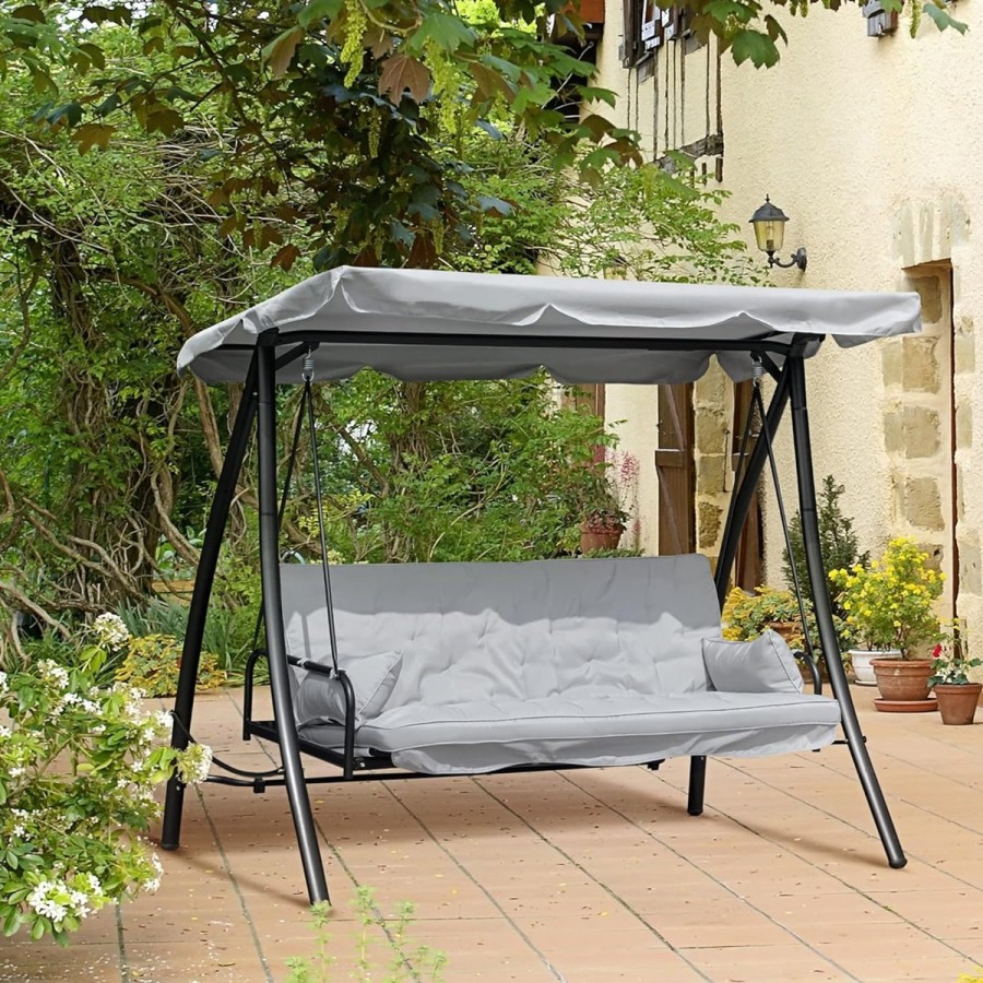 3-Sitzer-Hollywoodschaukel-mit-Liege-Funktion-verstellbarem-Baldachin-209x114x170cm-grau-2