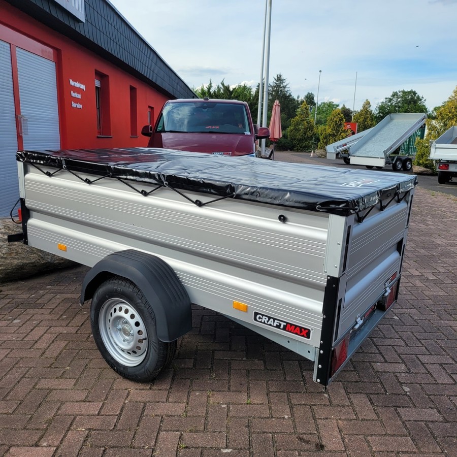 CRAFTMAX-750kg-ALU-Kastenanhaenger-mit-60cm-Aluminiumbordwand-Plane-1