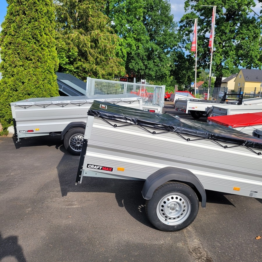 CRAFTMAX-750kg-ALU-Kastenanhaenger-mit-60cm-Aluminiumbordwand-Plane-2