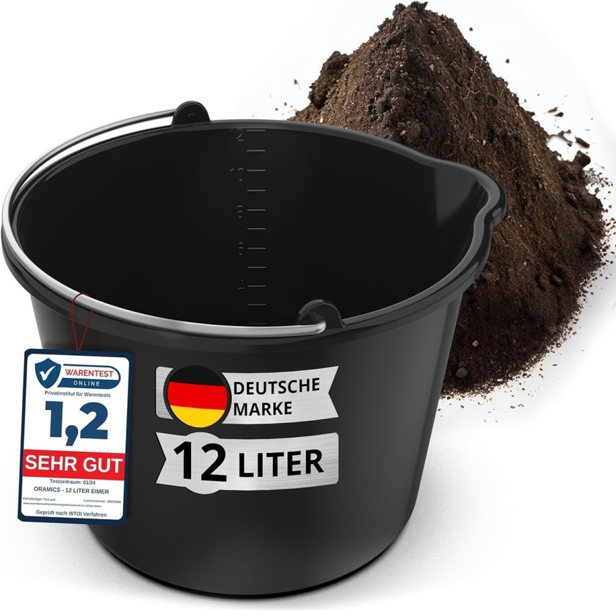 12L-Eimer-mit-Ausguss-Tuelle-Baueimer-Kuebel-fuer-Zement-Moertel-Stabiler-Wassereimer-mit-Skala