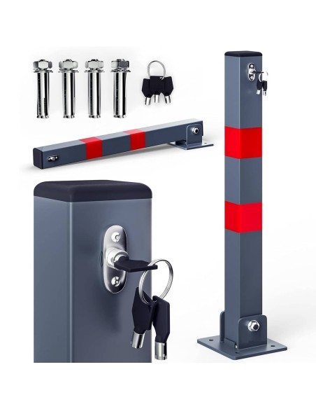 CRAFTMAX-Parkpfosten-Parkplatzsperre-Sperrpfosten-klappbar-und-abschliessbar-mit-3-Schluessel-1